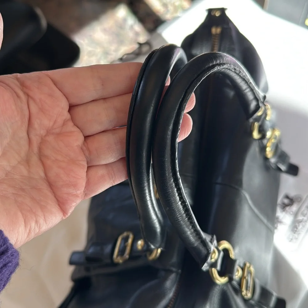 Coach Black Leather Satchel with Gold Hardware